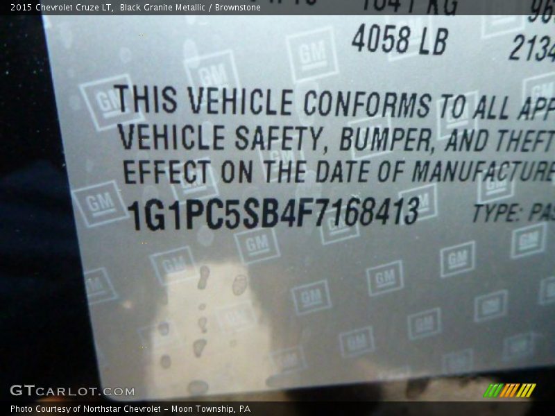 Black Granite Metallic / Brownstone 2015 Chevrolet Cruze LT