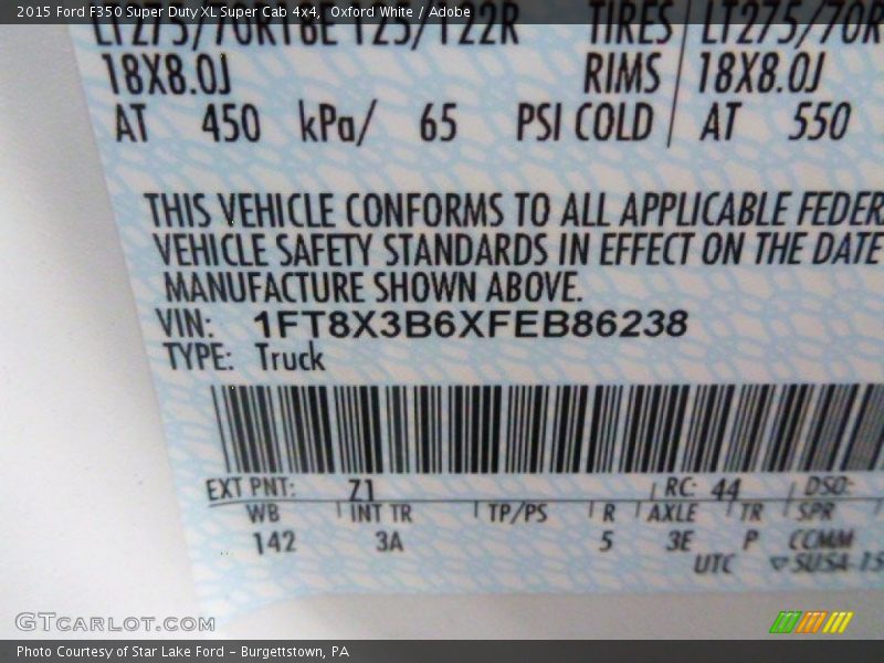 Oxford White / Adobe 2015 Ford F350 Super Duty XL Super Cab 4x4