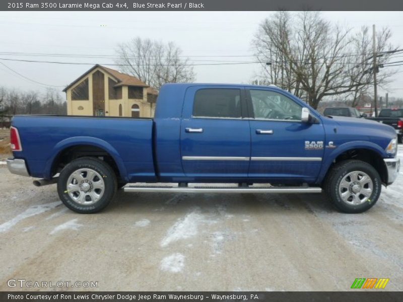  2015 3500 Laramie Mega Cab 4x4 Blue Streak Pearl