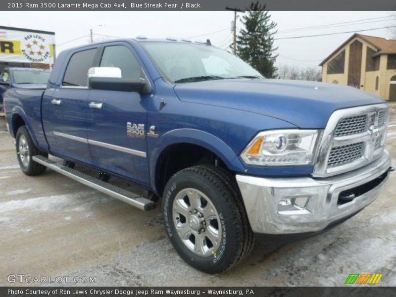 Blue Streak Pearl / Black 2015 Ram 3500 Laramie Mega Cab 4x4