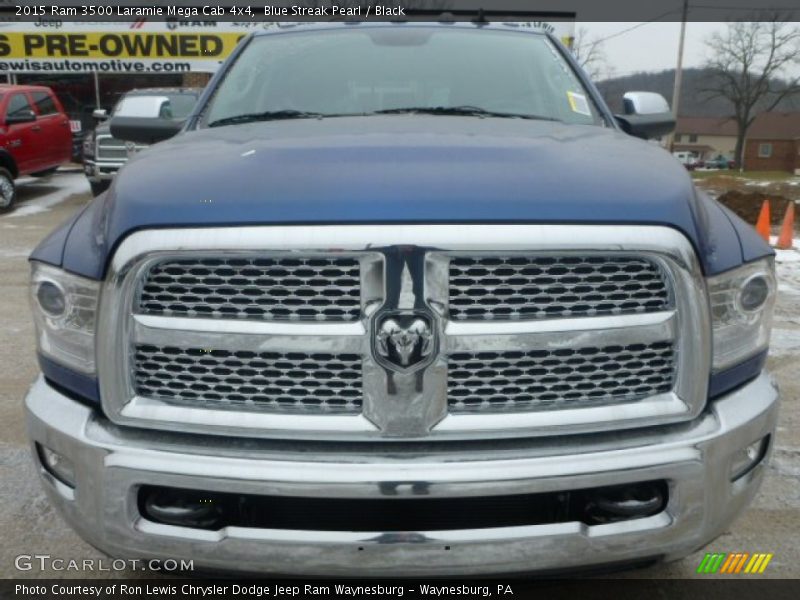 Blue Streak Pearl / Black 2015 Ram 3500 Laramie Mega Cab 4x4