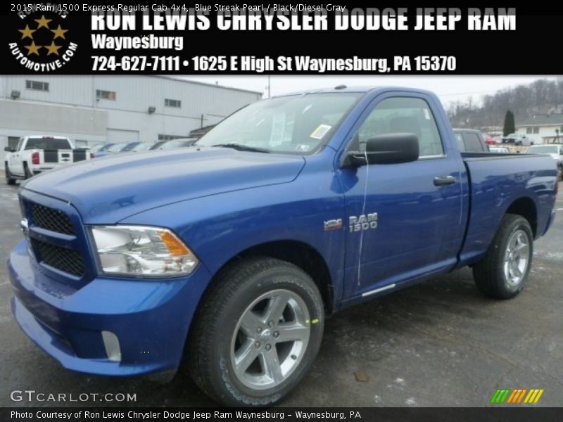 Blue Streak Pearl / Black/Diesel Gray 2015 Ram 1500 Express Regular Cab 4x4
