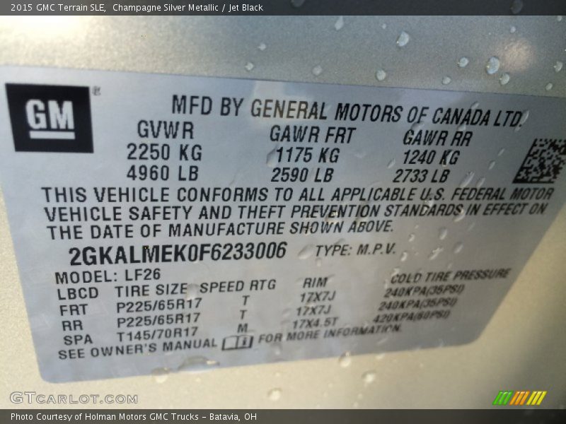Champagne Silver Metallic / Jet Black 2015 GMC Terrain SLE