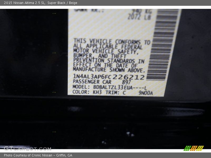 Super Black / Beige 2015 Nissan Altima 2.5 SL
