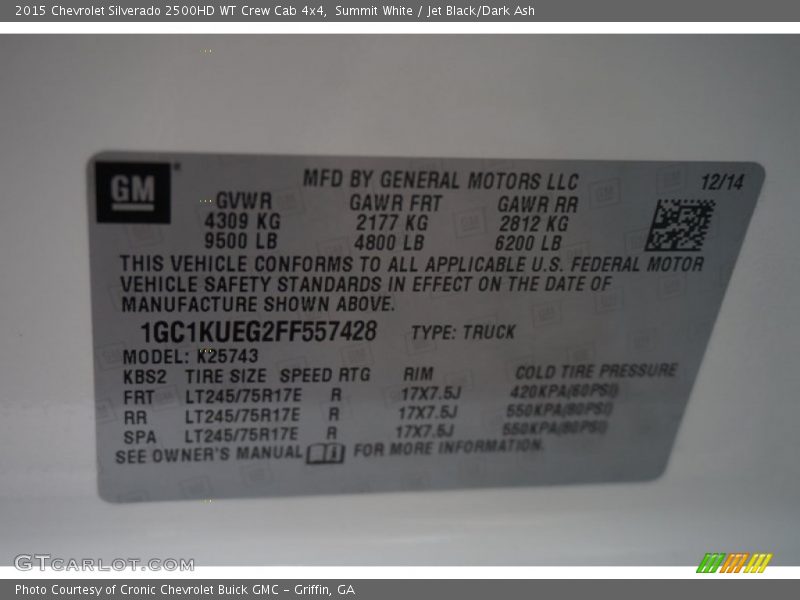 Summit White / Jet Black/Dark Ash 2015 Chevrolet Silverado 2500HD WT Crew Cab 4x4