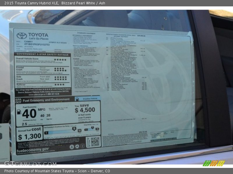 Blizzard Pearl White / Ash 2015 Toyota Camry Hybrid XLE