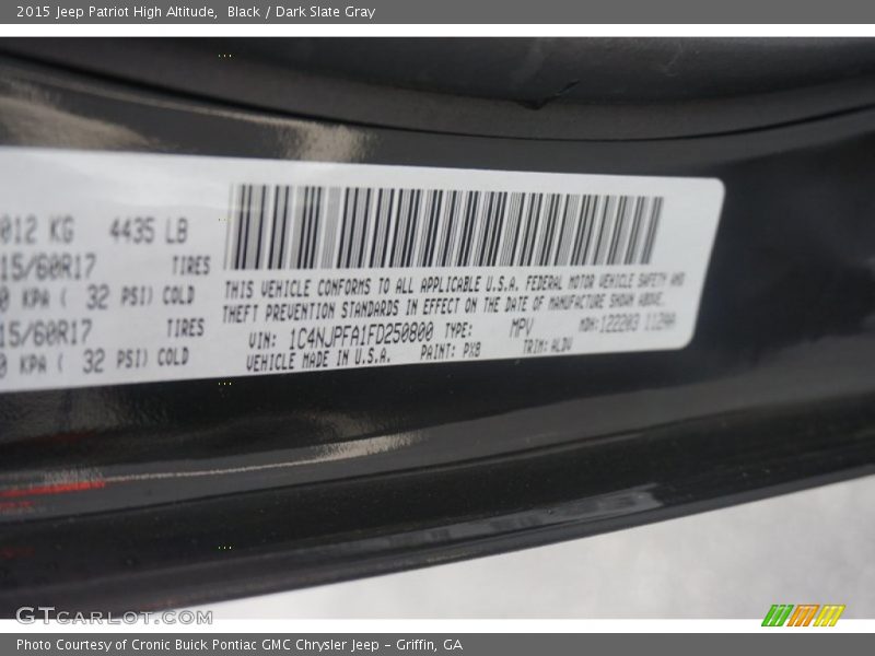 Black / Dark Slate Gray 2015 Jeep Patriot High Altitude