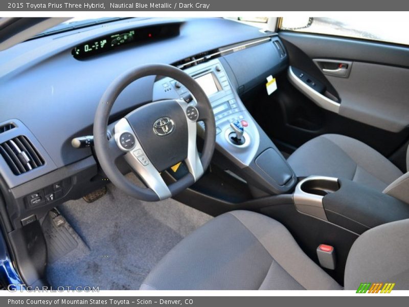 Nautical Blue Metallic / Dark Gray 2015 Toyota Prius Three Hybrid