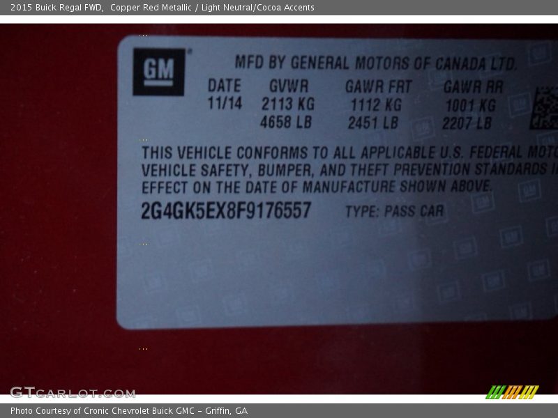 Copper Red Metallic / Light Neutral/Cocoa Accents 2015 Buick Regal FWD