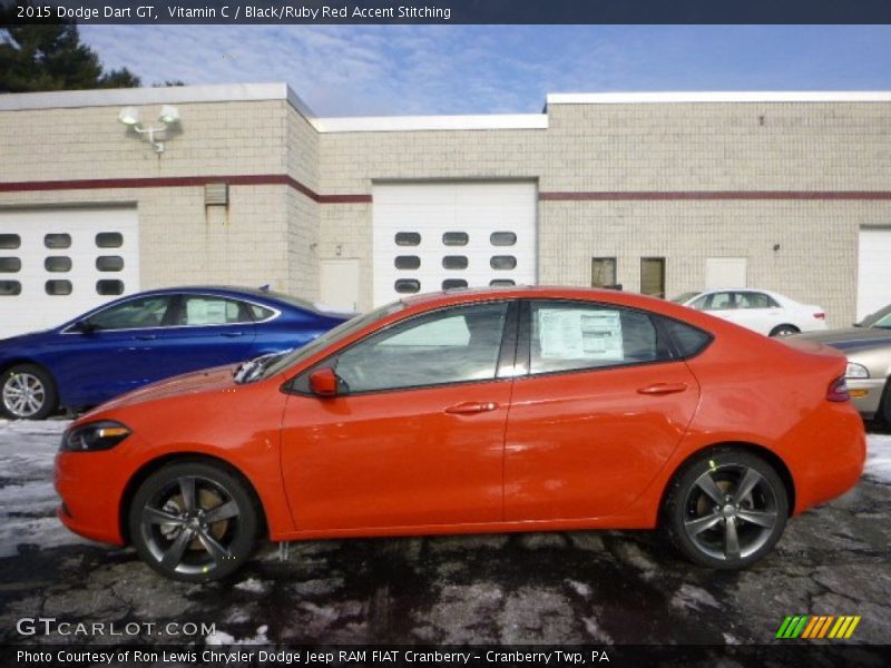 Vitamin C / Black/Ruby Red Accent Stitching 2015 Dodge Dart GT