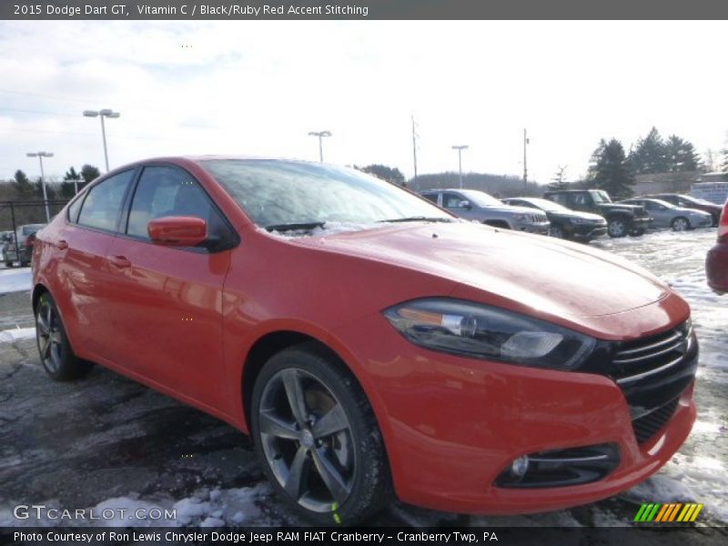 Vitamin C / Black/Ruby Red Accent Stitching 2015 Dodge Dart GT