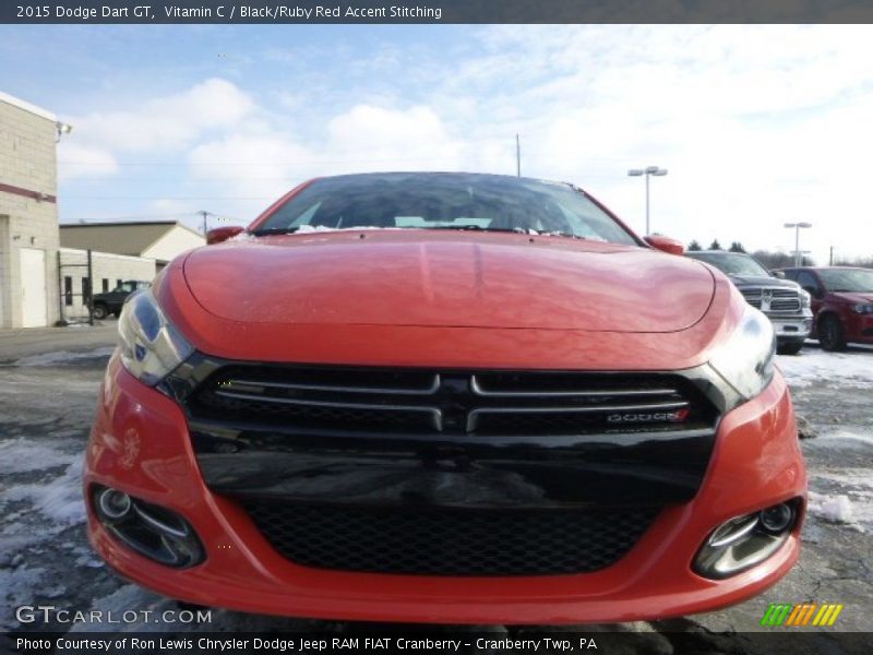 Vitamin C / Black/Ruby Red Accent Stitching 2015 Dodge Dart GT