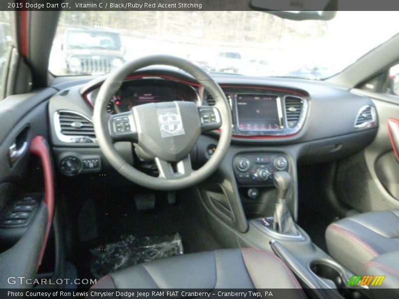 Vitamin C / Black/Ruby Red Accent Stitching 2015 Dodge Dart GT