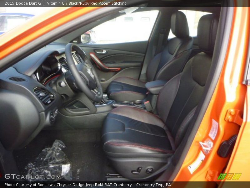 Vitamin C / Black/Ruby Red Accent Stitching 2015 Dodge Dart GT