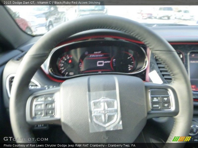 Vitamin C / Black/Ruby Red Accent Stitching 2015 Dodge Dart GT