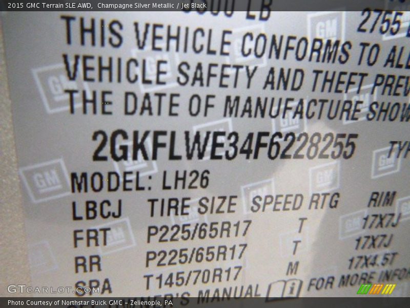 Champagne Silver Metallic / Jet Black 2015 GMC Terrain SLE AWD
