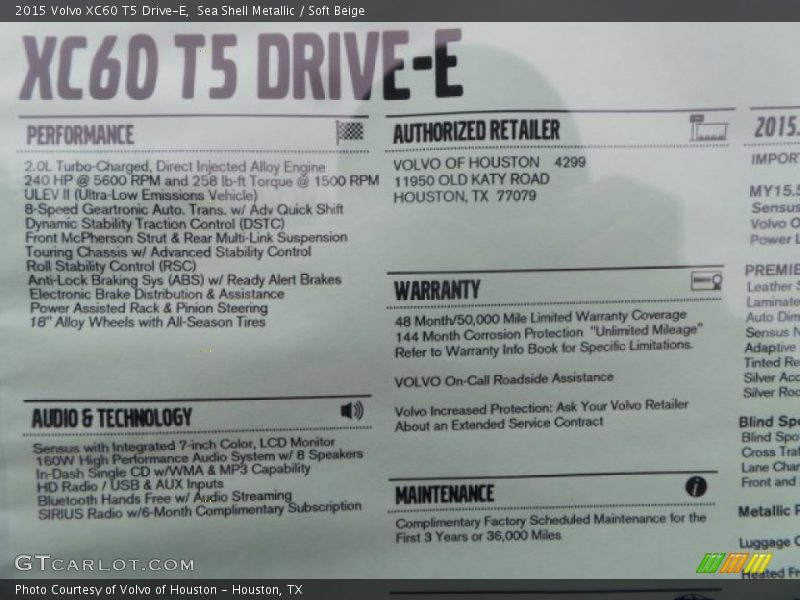 Sea Shell Metallic / Soft Beige 2015 Volvo XC60 T5 Drive-E