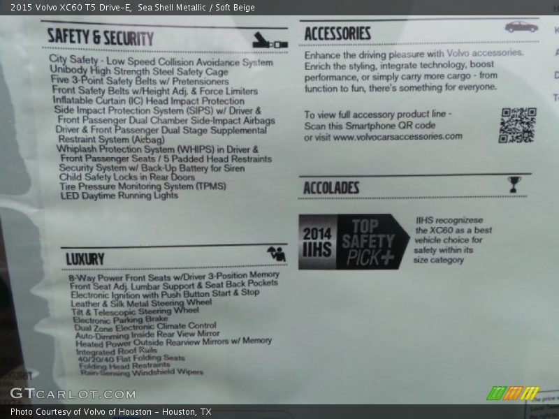 Sea Shell Metallic / Soft Beige 2015 Volvo XC60 T5 Drive-E