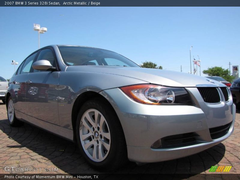 Arctic Metallic / Beige 2007 BMW 3 Series 328i Sedan