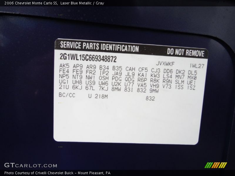 Laser Blue Metallic / Gray 2006 Chevrolet Monte Carlo SS