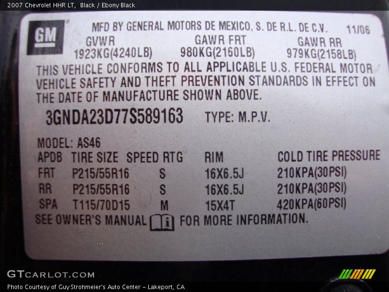 Black / Ebony Black 2007 Chevrolet HHR LT