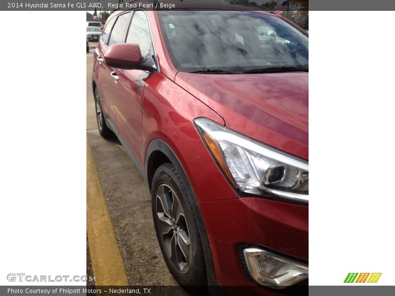 Regal Red Pearl / Beige 2014 Hyundai Santa Fe GLS AWD