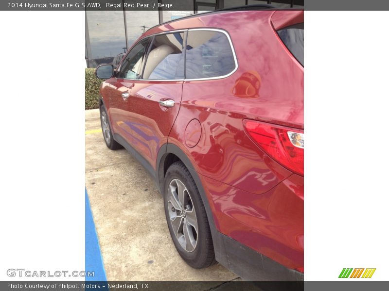 Regal Red Pearl / Beige 2014 Hyundai Santa Fe GLS AWD