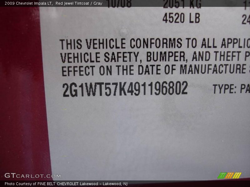 Red Jewel Tintcoat / Gray 2009 Chevrolet Impala LT