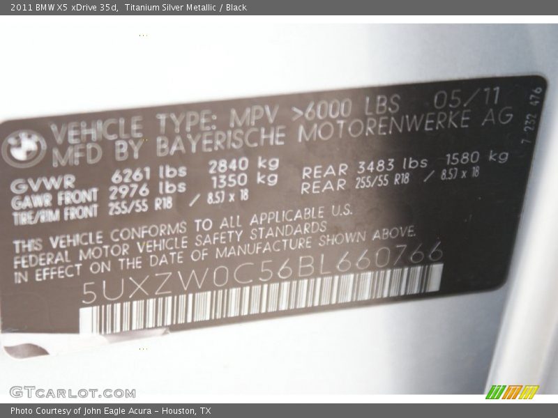 Titanium Silver Metallic / Black 2011 BMW X5 xDrive 35d