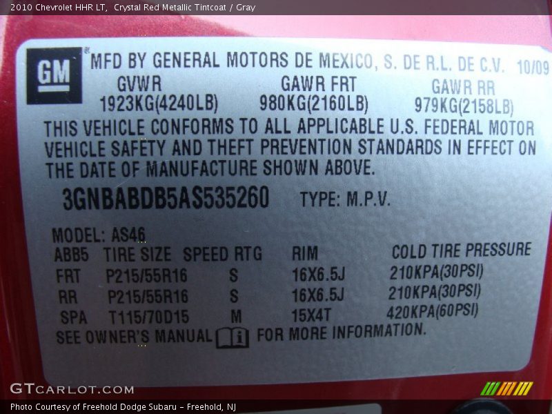 Crystal Red Metallic Tintcoat / Gray 2010 Chevrolet HHR LT