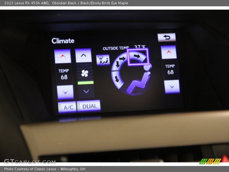 Obsidian Black / Black/Ebony Birds Eye Maple 2013 Lexus RX 450h AWD
