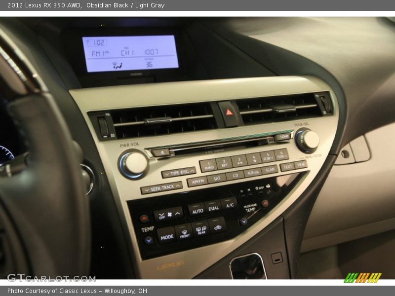 Obsidian Black / Light Gray 2012 Lexus RX 350 AWD