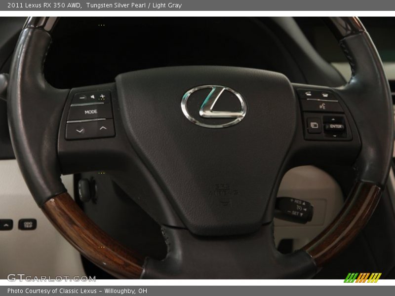Tungsten Silver Pearl / Light Gray 2011 Lexus RX 350 AWD