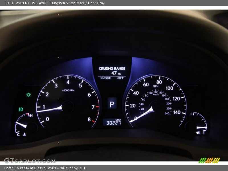 Tungsten Silver Pearl / Light Gray 2011 Lexus RX 350 AWD