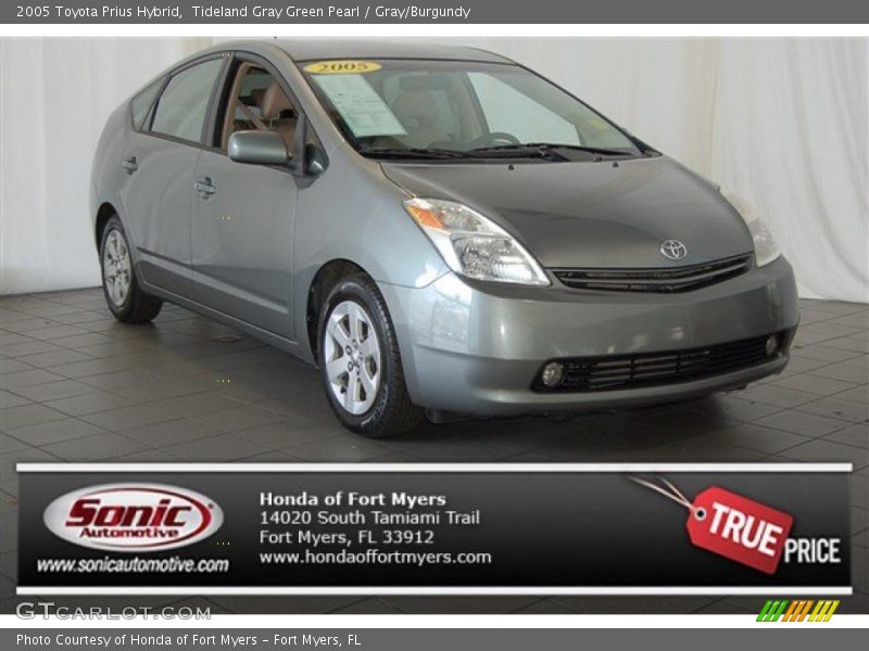 Tideland Gray Green Pearl / Gray/Burgundy 2005 Toyota Prius Hybrid