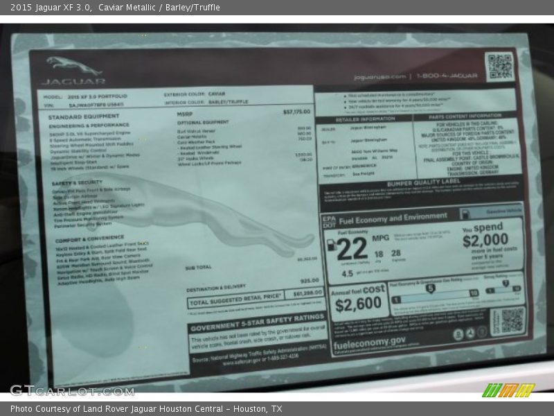  2015 XF 3.0 Window Sticker