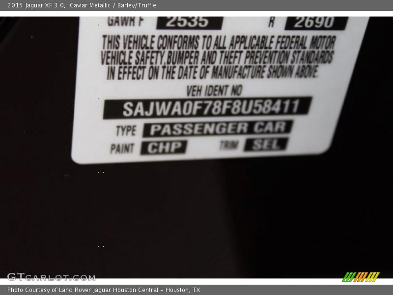 2015 XF 3.0 Caviar Metallic Color Code CHP