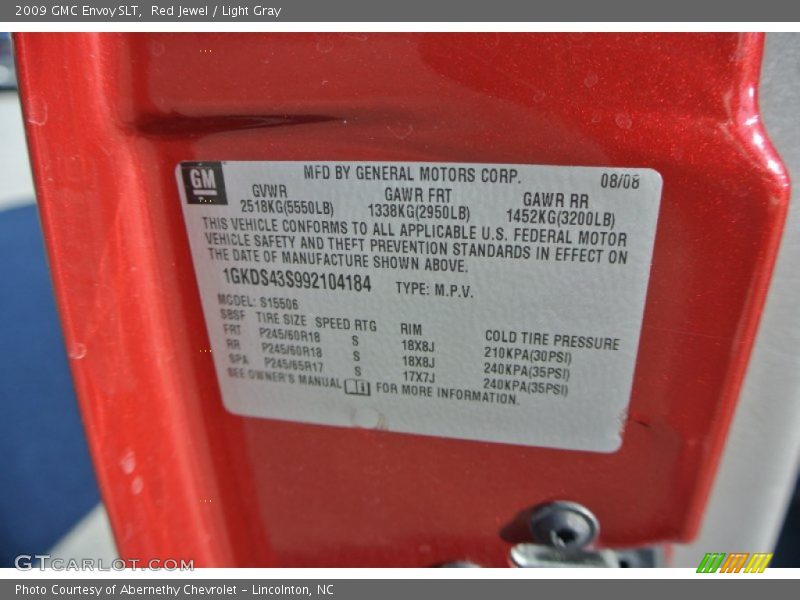Red Jewel / Light Gray 2009 GMC Envoy SLT
