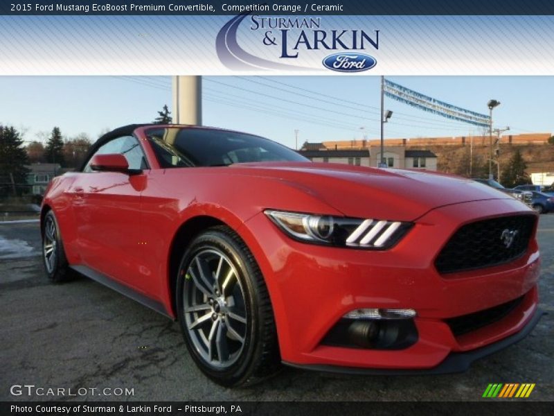 Competition Orange / Ceramic 2015 Ford Mustang EcoBoost Premium Convertible