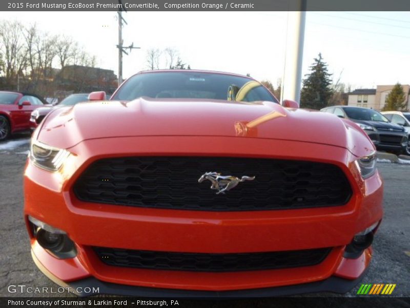Competition Orange / Ceramic 2015 Ford Mustang EcoBoost Premium Convertible