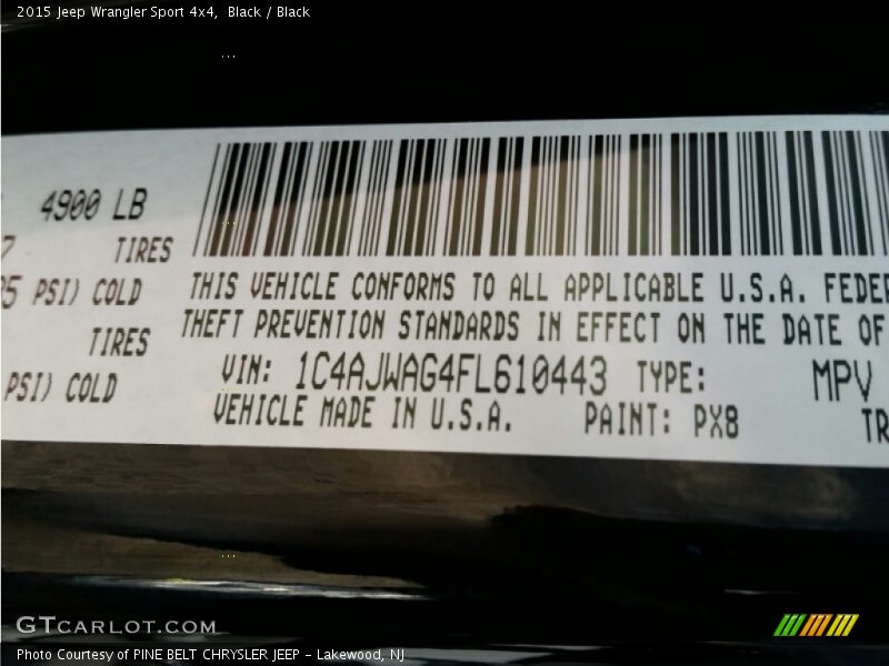 Black / Black 2015 Jeep Wrangler Sport 4x4