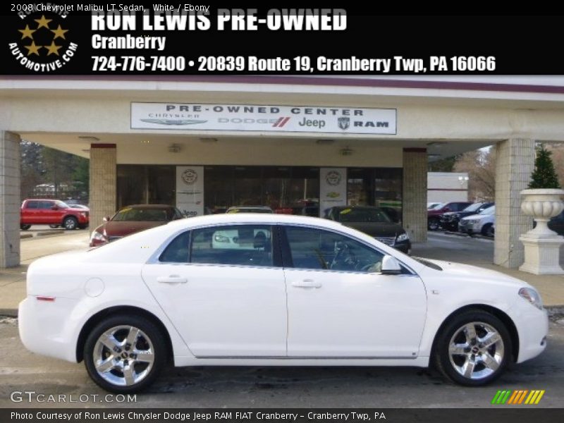 White / Ebony 2008 Chevrolet Malibu LT Sedan