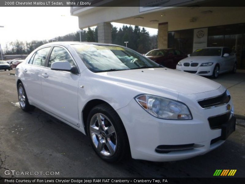 White / Ebony 2008 Chevrolet Malibu LT Sedan