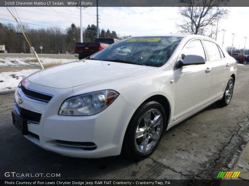 White / Ebony 2008 Chevrolet Malibu LT Sedan