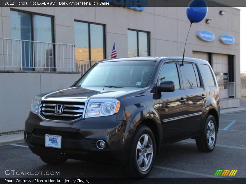 Dark Amber Metallic / Beige 2012 Honda Pilot EX-L 4WD