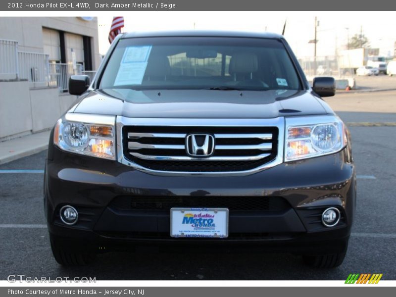 Dark Amber Metallic / Beige 2012 Honda Pilot EX-L 4WD