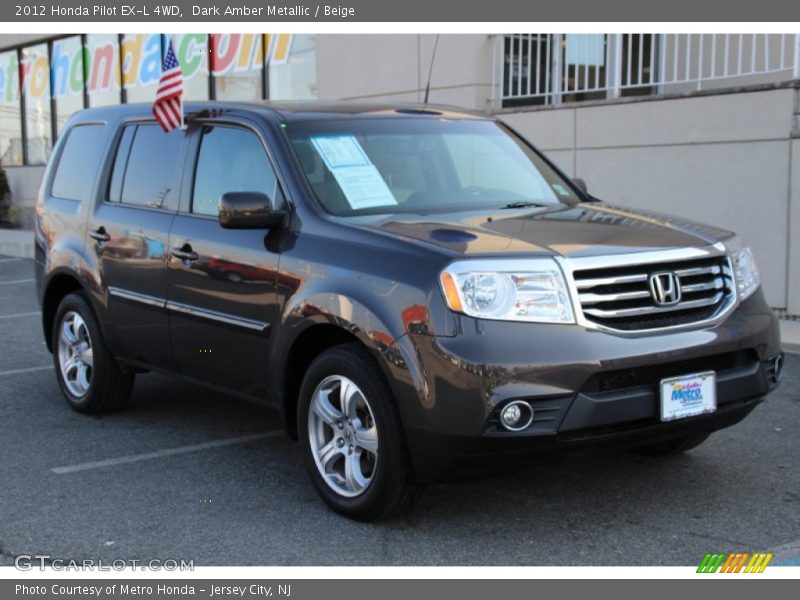 Dark Amber Metallic / Beige 2012 Honda Pilot EX-L 4WD