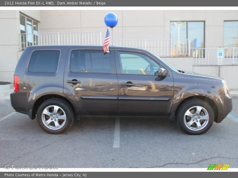 Dark Amber Metallic / Beige 2012 Honda Pilot EX-L 4WD