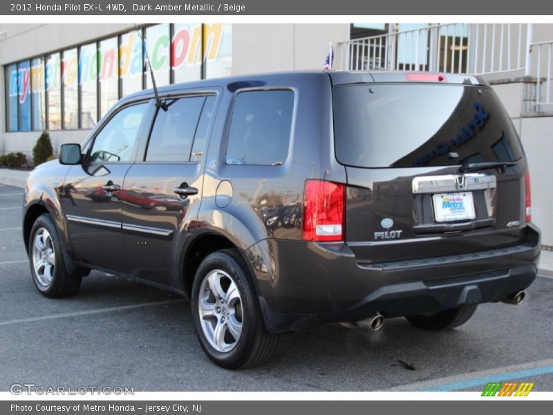 Dark Amber Metallic / Beige 2012 Honda Pilot EX-L 4WD