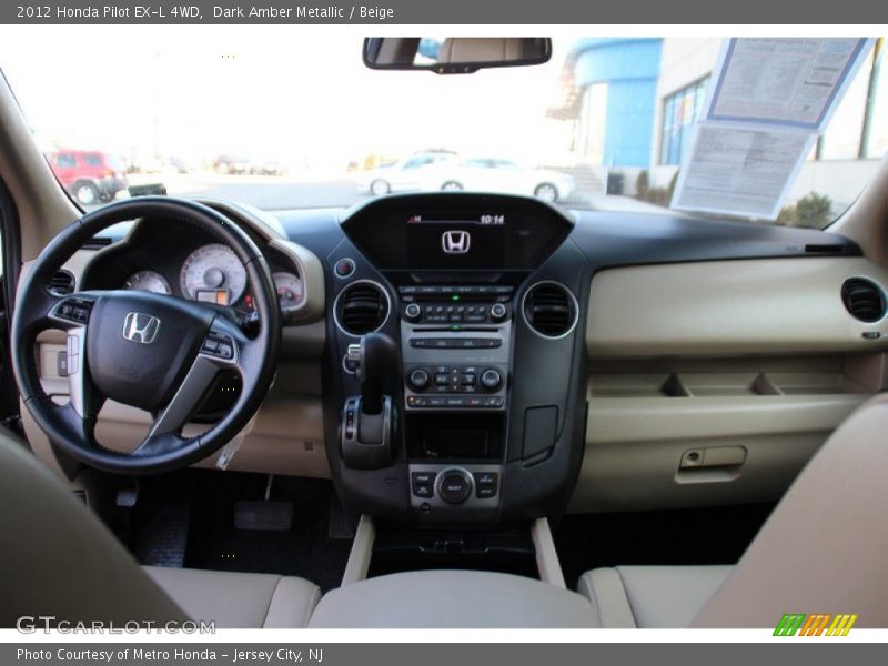 Dark Amber Metallic / Beige 2012 Honda Pilot EX-L 4WD